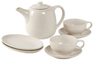 service à thé Broste Copenhagen Nordic Vanilla 7 pièces / 2 personnes - 1 théière, 2 assiettes ovales et 2 tasses et coucoupes