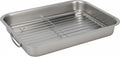 Plat à rôtir Cookinglife + grille - Acier inoxydable - 37 x 28 x 5,5 cm