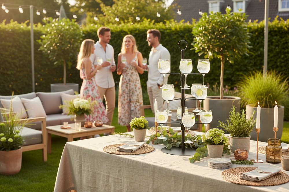 Présentoir à cocktails Cookinglife pour 12 verres – Présentoir à cocktails et étagère – Support à verres – Tour de service – Noir