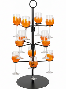 Présentoir à cocktails Cookinglife pour 12 verres – Présentoir à cocktails et étagère – Support à verres – Tour de service – Noir