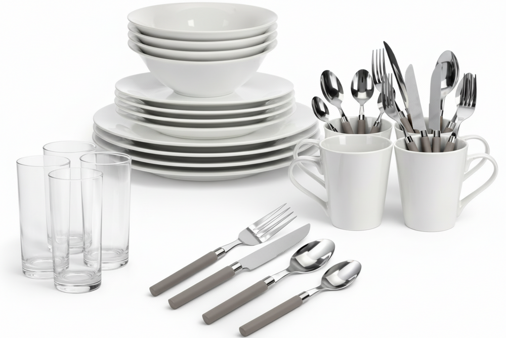 Set de vaisselle Cookinglife - Complet - en porcelaine - 4 personnes