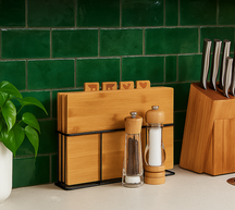 Ensemble de planches à découper en bambou Cookinglife avec support, 5 pièces