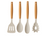 Ensemble d'ustensiles de cuisine Cookinglife - Ensemble de cuisson - bois beige 4 pièces - Spatule, cuillère de service, cuillère à salade & cuillère à spaghetti
