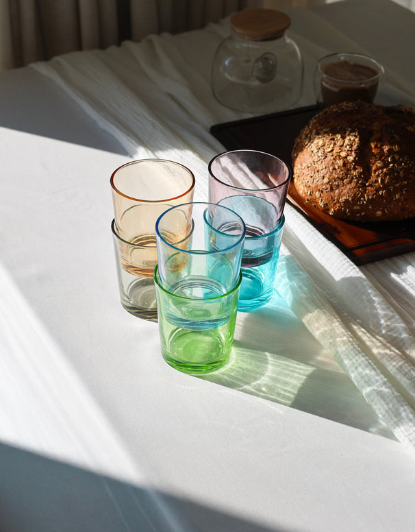 Ensemble de verres a eau Cookinglife - Verres colorés - 360 ml - 6 pièces