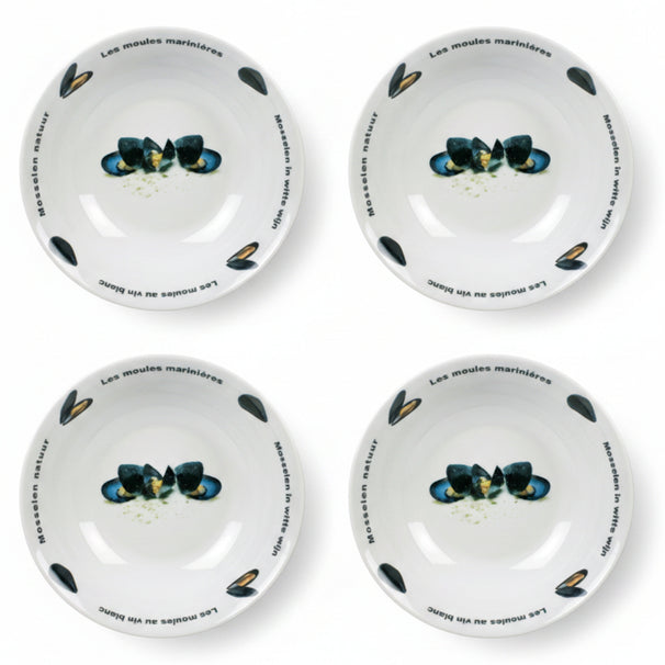 Cosy & Trendy Assiette Creuse / Assiette à Moules Deco ø 23 cm - 4 Pièces