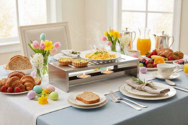 Chauffe-plat Cosy & Trendy - Chauffe-plat avec 2 porte-bougies chauffe-plat - Acier inoxydable - 26,4 x 14,9 x 7 cm