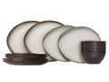 Service de vaisselle Cosy & Trendy Plato Mat Organic 12 pièces / 4 personnes - 4 Assiette plates, 4 assiettes à petit-déjeuner en 4 bols