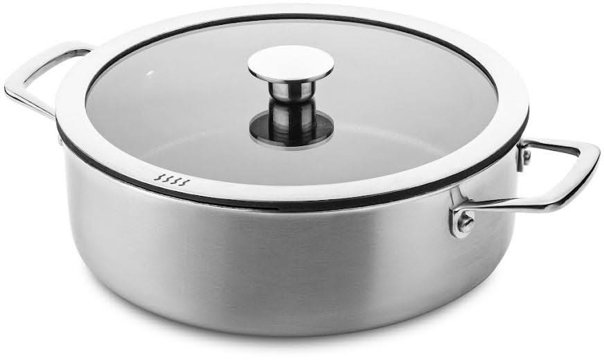 DUCQ Set de poêles (Casserole ø 16 / 18 / 20 / 24 cm + Casserole ø 16 cm + Poêle ø 26 cm) + Couvercles - Aspiration descendante - Inox - Set 6 pièces 