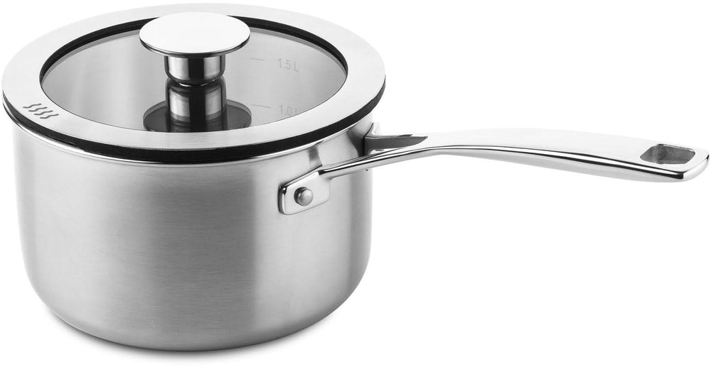 DUCQ Casserole avec couvercle - Aspiration descendante - Inox - ø 16 cm / 1,5 litre 