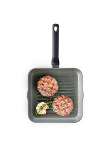 Poêle à griller en aluminium Granite BK - 26 x 26 cm - Revêtement antiadhésif céramique