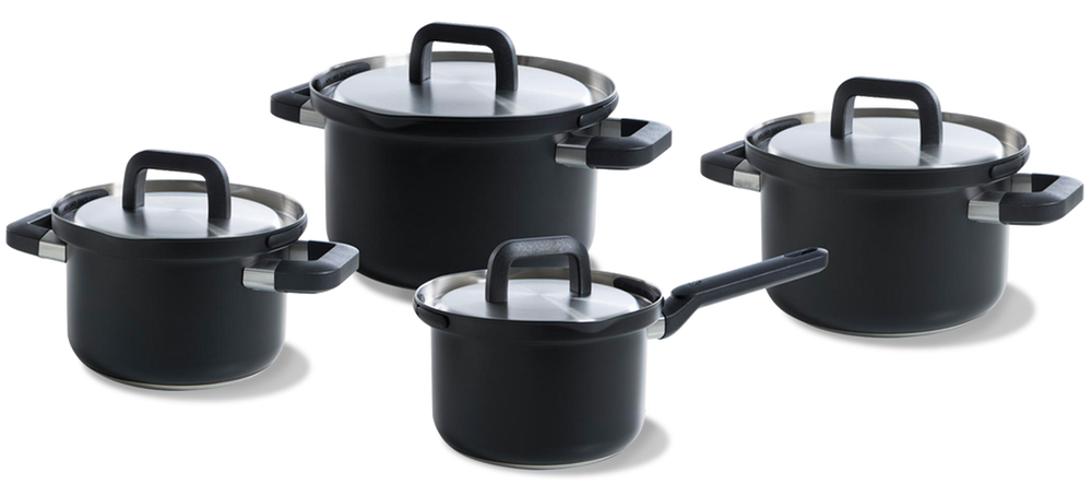 Ensemble de casseroles BK Flow Cool en acier inoxydable noir 4 pièces