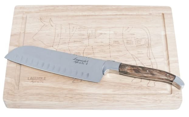 Couteau Laguiole Style de Vie Santoku Olivier Avec Planche à Découper