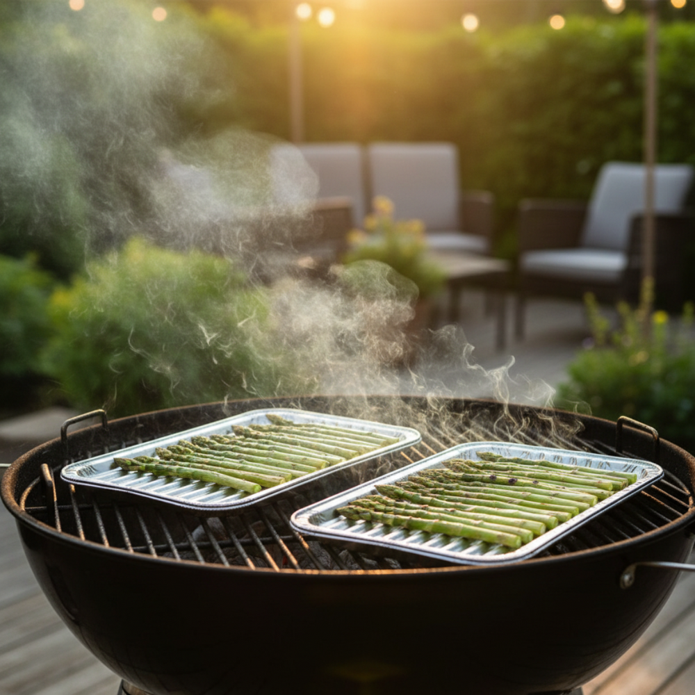 Plateaux de cuisson en aluminium Cookinglife pour barbecue / Plateau de cuisson pour barbecue / Plat à griller 28 x 23 cm - 15 pièces