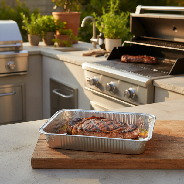 Ensemble de plateaux BBQ Grill Fanatics - en aluminium - 23 x 18 cm - 18 pièces