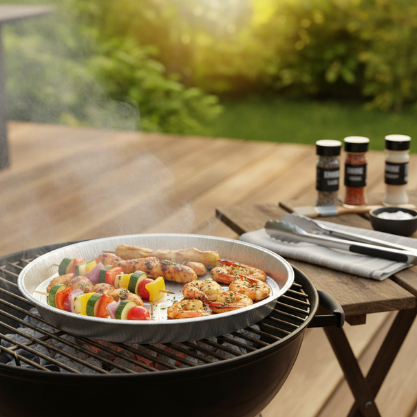 Plateaux de cuisson en aluminium Cookinglife Grill BBQ / Plateau de cuisson pour barbecue ø 33 cm - 5 pièces