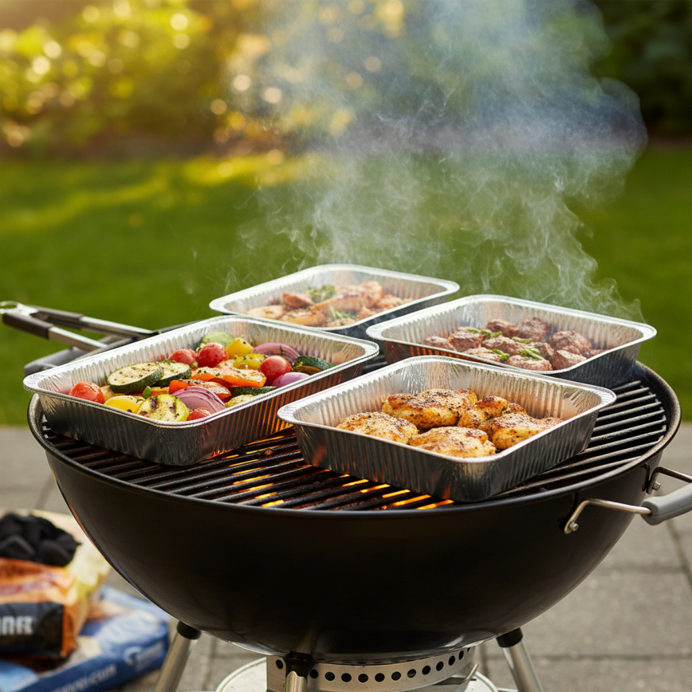 Ensemble de plateaux BBQ Grill Fanatics - en aluminium - 23 x 18 cm - 18 pièces
