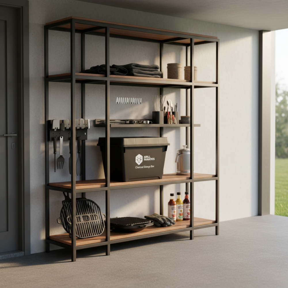 Boîte de rangement Grill Fanatics - Charbon de bois - Barbecue - 60x40x42 cm