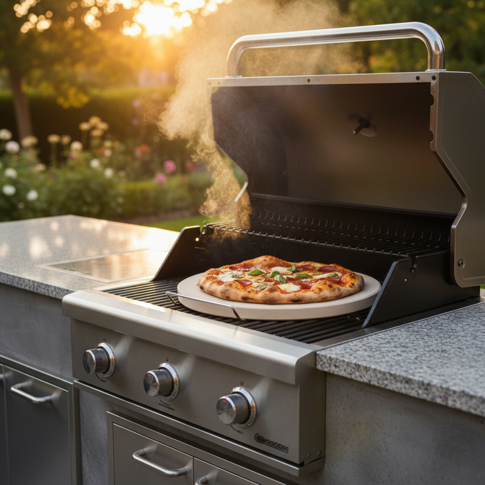 Cookinglife Pierre à pizza pour barbecue avec support ø 38 cm