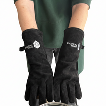Gants de barbecue/four Cookinglife en cuir noir, résistants à 500 °C - Lot de 2