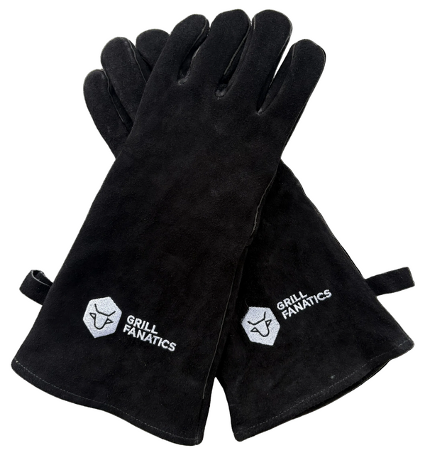 Gants de barbecue/four Cookinglife en cuir noir, résistants à 500 °C - Lot de 2
