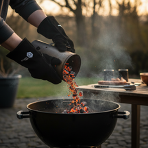 Gants de barbecue/four Cookinglife en cuir noir, résistants à 500 °C - Lot de 2
