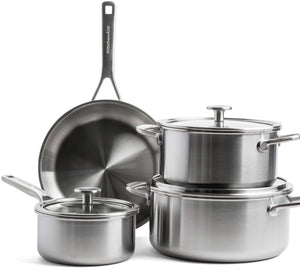 Ensemble de casseroles KitchenAid Multi-Ply Stainless Steel 4 pièces - Casseroles Ø16/20/24 cm & Poêle à frire ø 24 cm