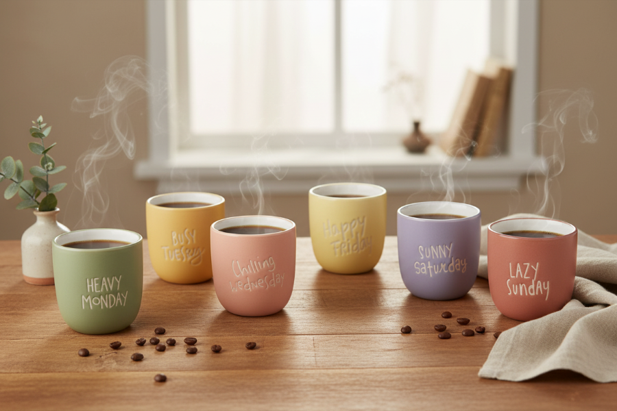 Ensemble de tasses à café Cookinglife - en céramique - Daily - 220 ml - 7 pièces