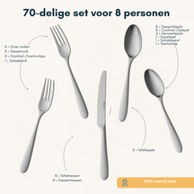 Ensemble de couverts Sola Nordica Satin - Acier inoxydable 18/10 - 70 pièces / 8 personnes