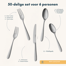 Ensemble de couverts Sola Nordica MAT - Acier inoxydable 18/10 - 50 pièces / 6 personnes