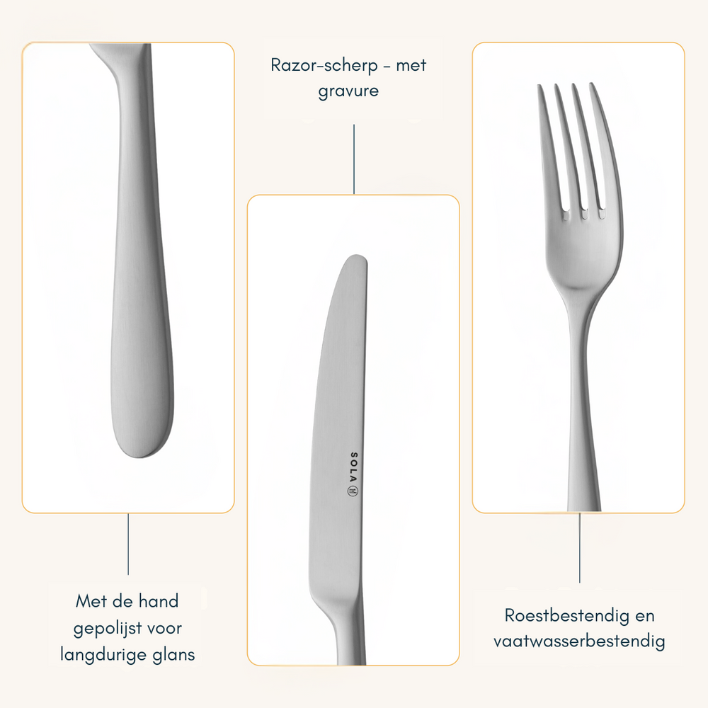 Ensemble de couverts Sola Nordica MAT - Acier inoxydable 18/10 - 24 pièces / 6 personnes