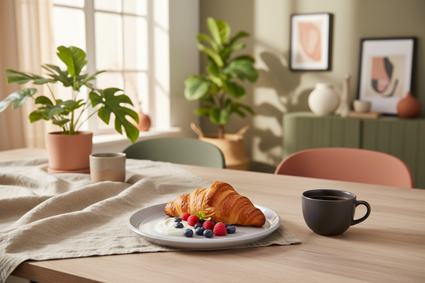 Cookinglife Ontbijtborden / Dessertborden Siaki - Wit / Blauw / Grijs ø 19 cm - Porselein - 6 stuks