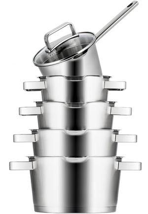 Ensemble de casseroles Sola Diamond - Acier inoxydable - Casserole ø 16, 18, 20, 24 cm & Casserole ø 16 cm - Compatible induction - 5 pièces