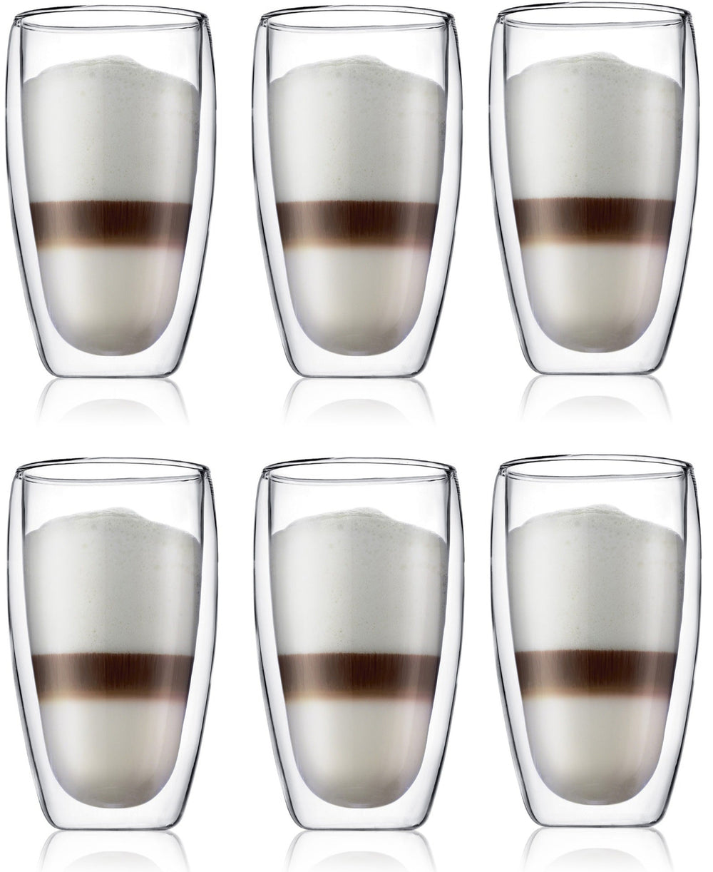 Verre à latte macchiato Bodum à double paroi Pavina - Valve brevetée - 450 ml - 6 pièces