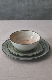 Service de vaisselle Cosy & Trendy Sintra Terracotta - 16 pièces / 4 personnes - 4 Assiette plates, 4 assiettes à petit-déjeuner, 4 assiettes creuses en 4 bols