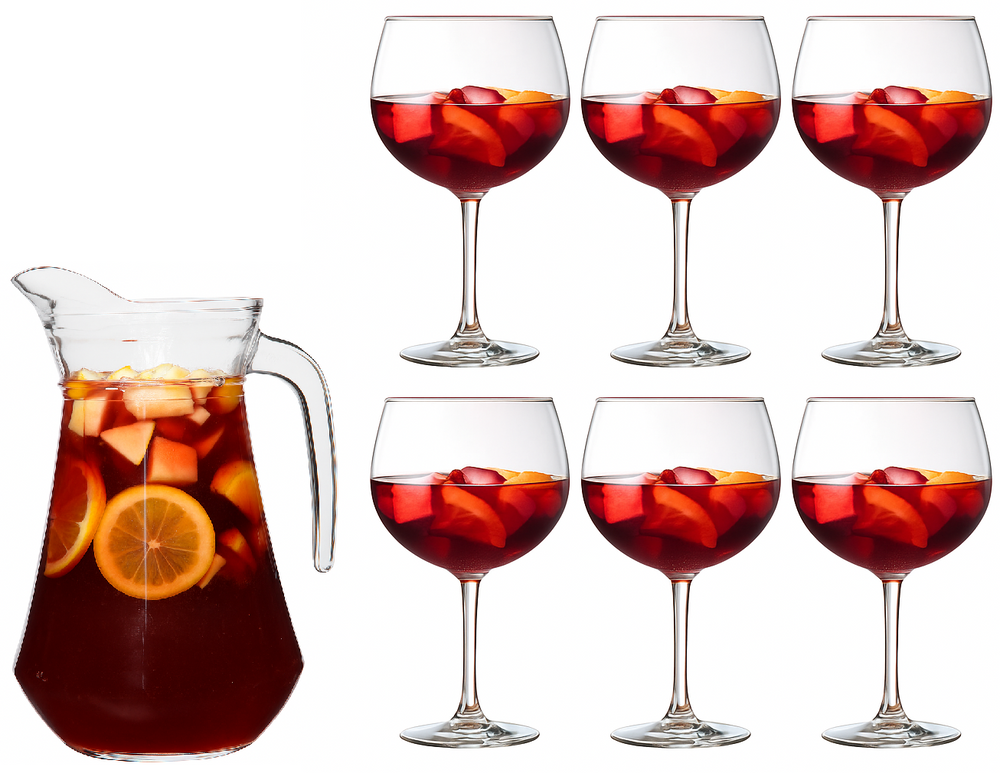 Ensemble de sangria (carafe Luminarc Broc 1,6 L + verres à sangria Cosy Moments 700 ml - 6 pièces)