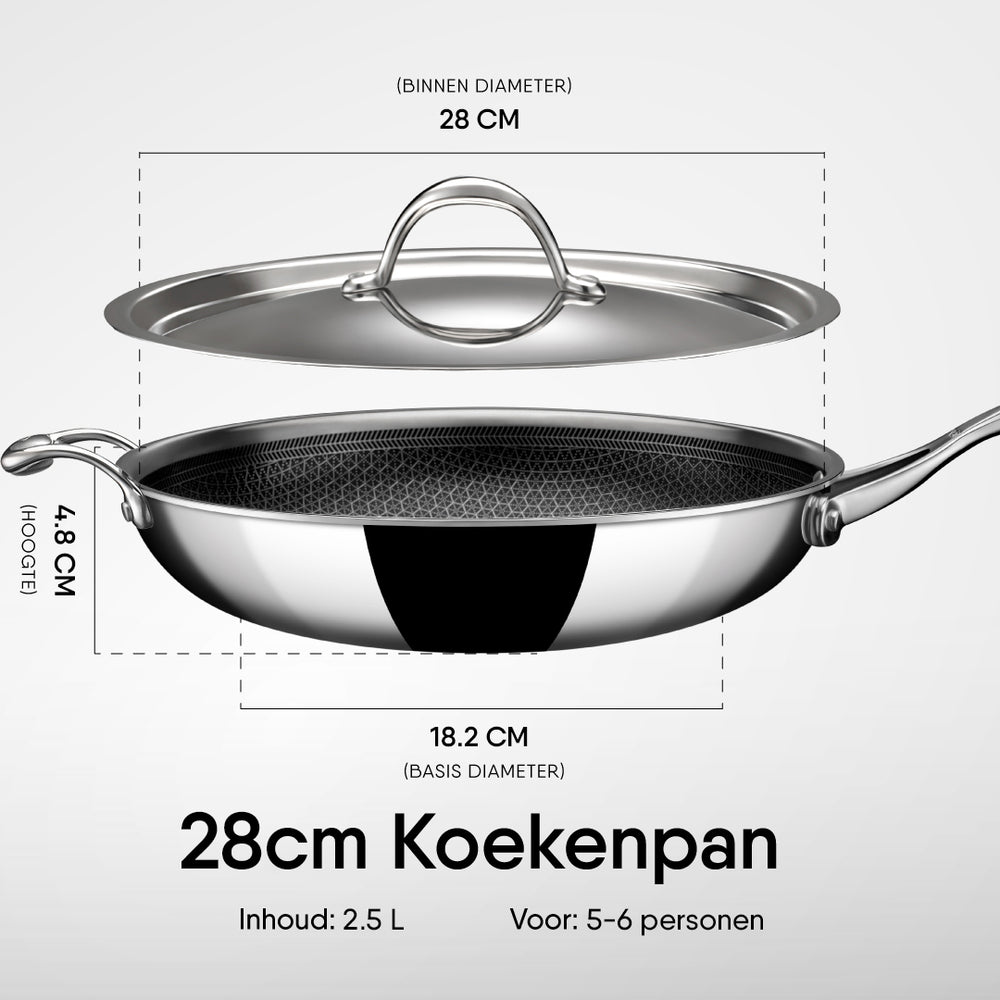 Set de poêles hybrides Stahl Cookware - 24 + 28 cm - Couvercles inclus