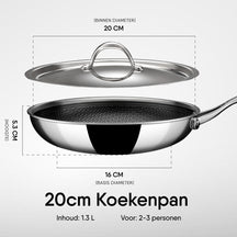 Poêle à Frire Hybride Stahl Cookware - 20 cm - Couvercle Inclus