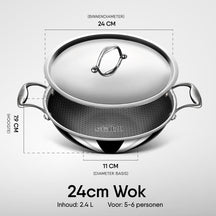 Poêle Wok hybrid Stahl Cookware - 24 cm - Couvercle inclus