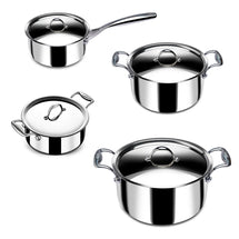 Stahl Cookware Triply Pan Set - 4 pièces - Casserole 18, 20 et 24 cm - Casserole 16 cm