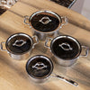 Stahl Cookware Triply Pan Set - 4 pièces - Casserole 18, 20 et 24 cm - Casserole 16 cm