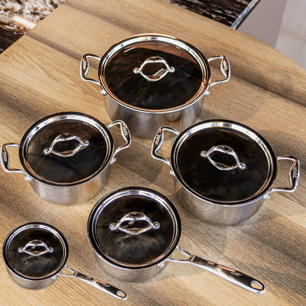 Stahl Cookware Triply Pan set - 5 pièces - Casserole 18, 20 et 24 cm - Casserole 18 et 16 cm