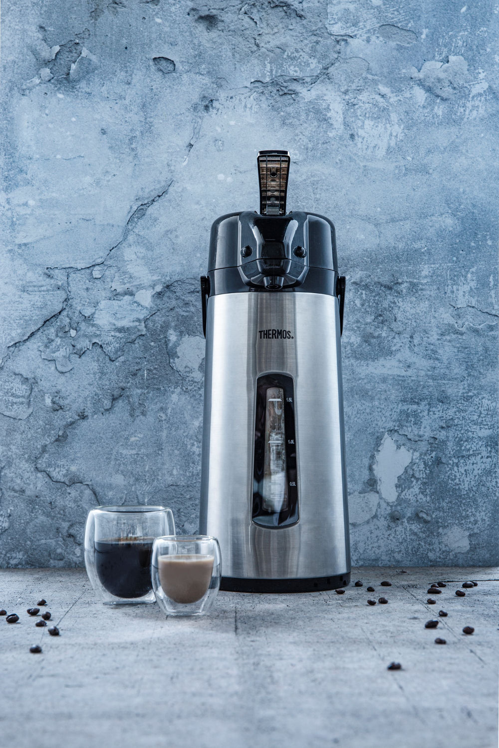 Thermos Thermos - Verseuse a pompe - a fenêtre - en inox - 2,2 L