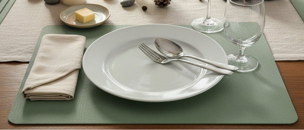 Cosy & Trendy Placemats Leather Look Basil 43 x 30 cm - 6 Stuks