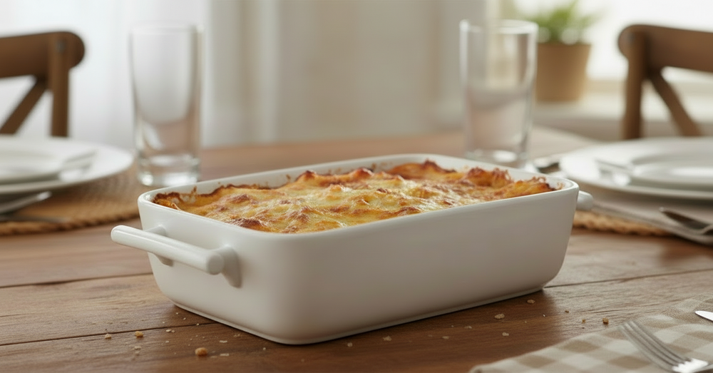 BonBistro Plat à four Yong Squito - 33 x 24 x 6 cm / 3,5 litres - Blanc - 2 pièces